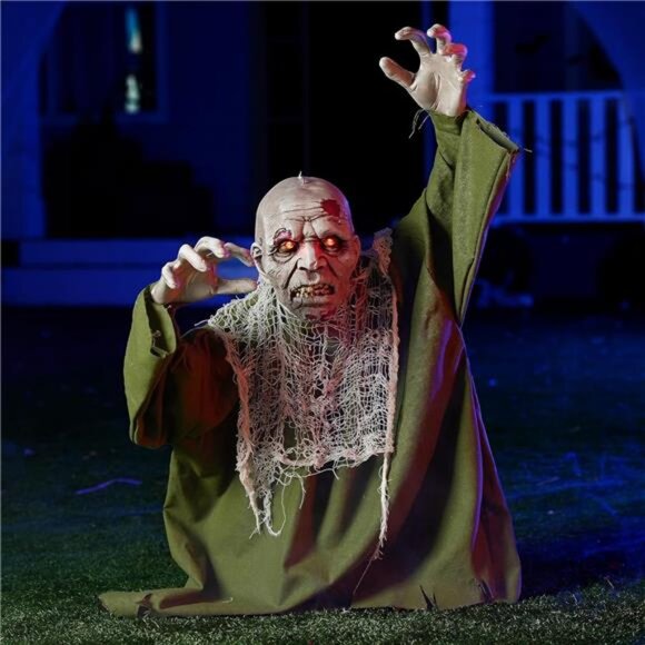 New Halloween Animated Zombie Groundbreaker Outdoor Decor with Light Up Eyes - Picture 1 of 7